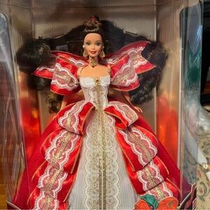 RARE 1997 Misprint Green Eyes Holiday Barbie Happy Holidays Gold Special Edition